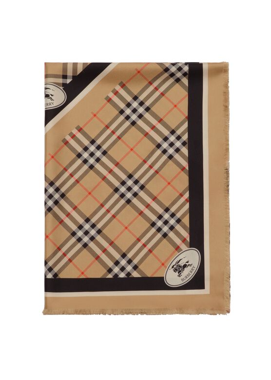 Check Knight Stamp Silk Scarf, , hi-res