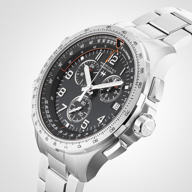 Khaki Aviation X-Wind GMT Chrono Quartz 46mm Mens Watch Black, , hi-res