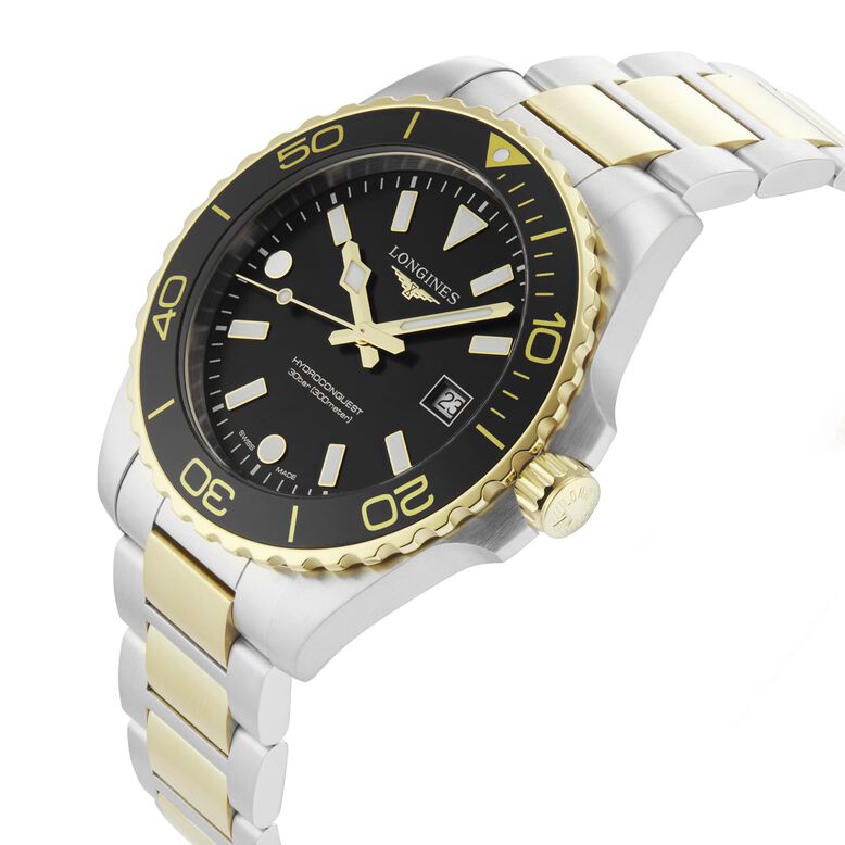 HydroConquest Quartz 42mm Mens Watch Bi-Colour Black, , hi-res