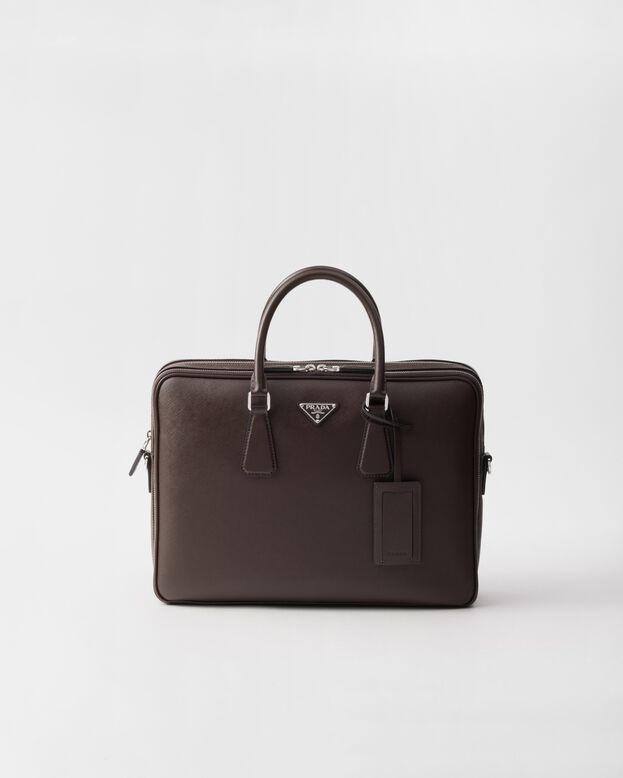 Saffiano leather briefcase, , hi-res
