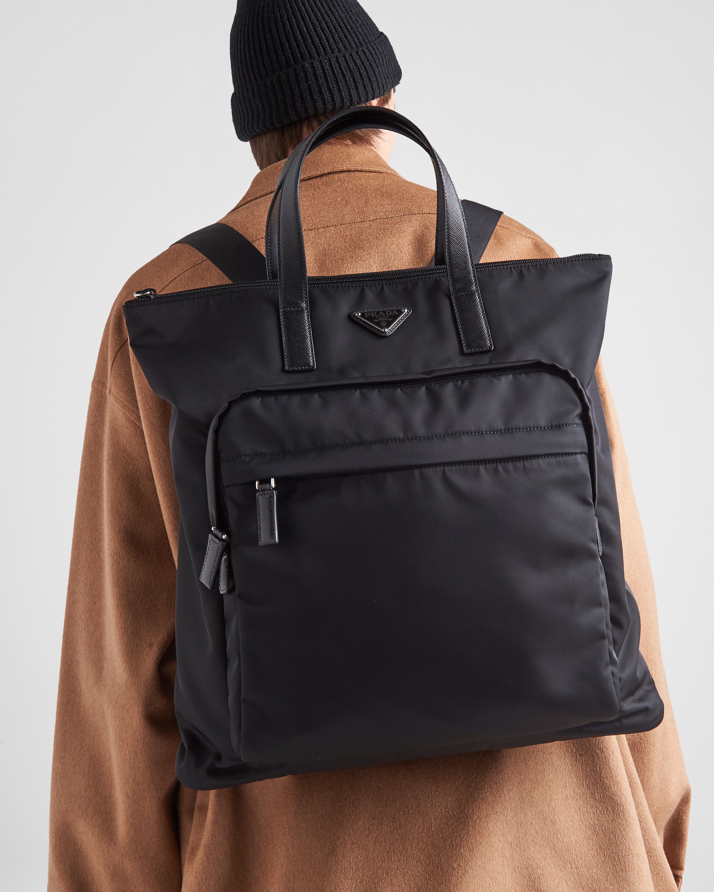 Re Nylon and Saffiano leather tote bag