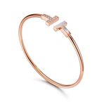 Tiffany T Wire Bracelet in Rose Gold with Diamonds and Mother-of-pearl, , hi-res