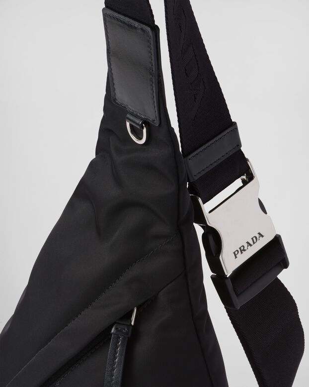 Re-Nylon and leather backpack, , hi-res