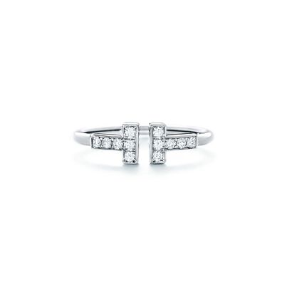 Tiffany T diamond wire ring in 18k white gold - Size 4 1/2, , hi-res