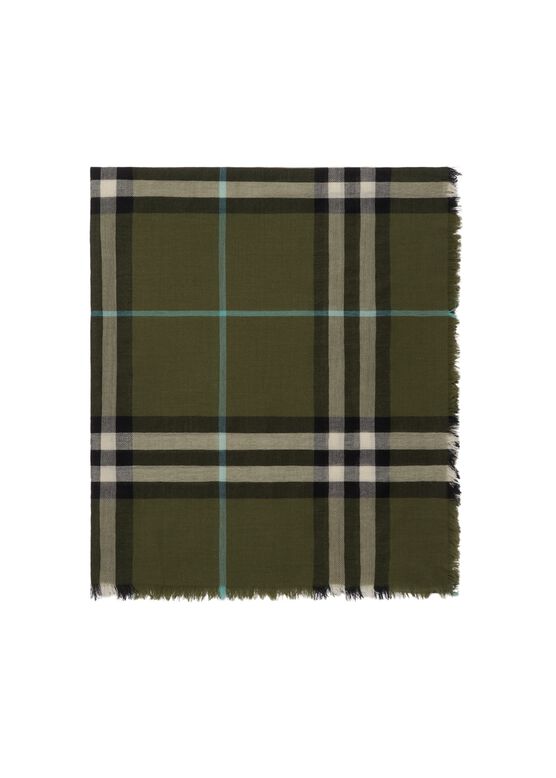 Wide Check Wool Scarf, , hi-res