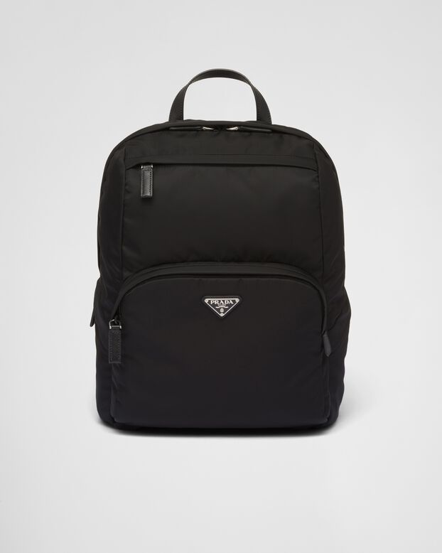 Re-Nylon and Saffiano leather backpack, , hi-res