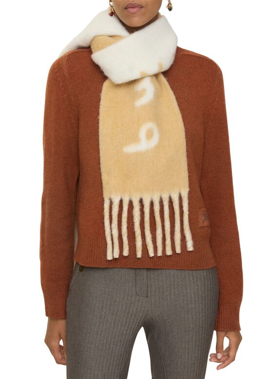 Reversible Logo Alpaca Wool Blend Scarf, , hi-res