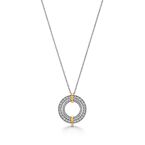 Tiffany Edge Circle Pendant in Platinum and Yellow Gold with Diamonds, Small