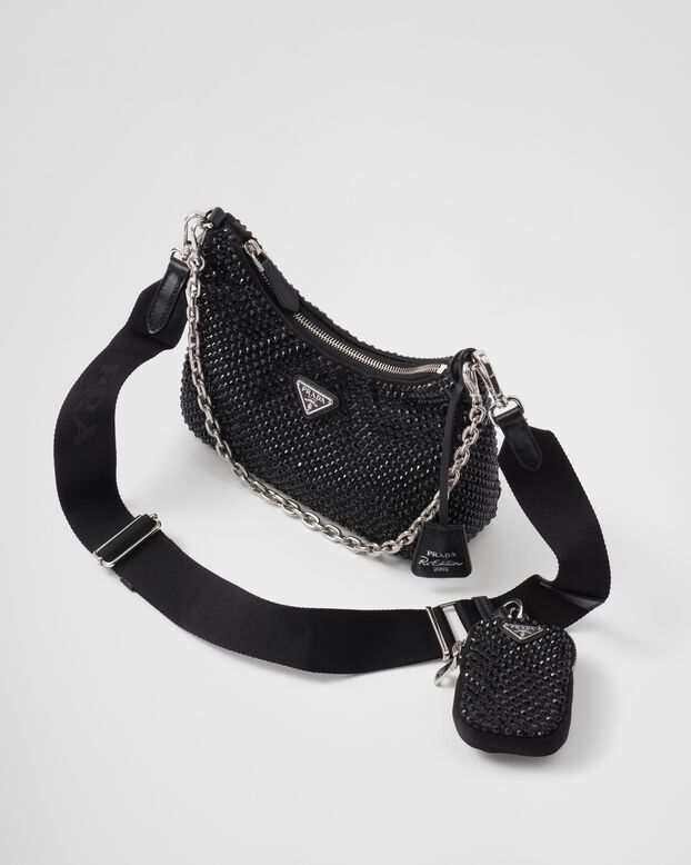 Prada Re-Edition 2005 satin bag with crystals, , hi-res
