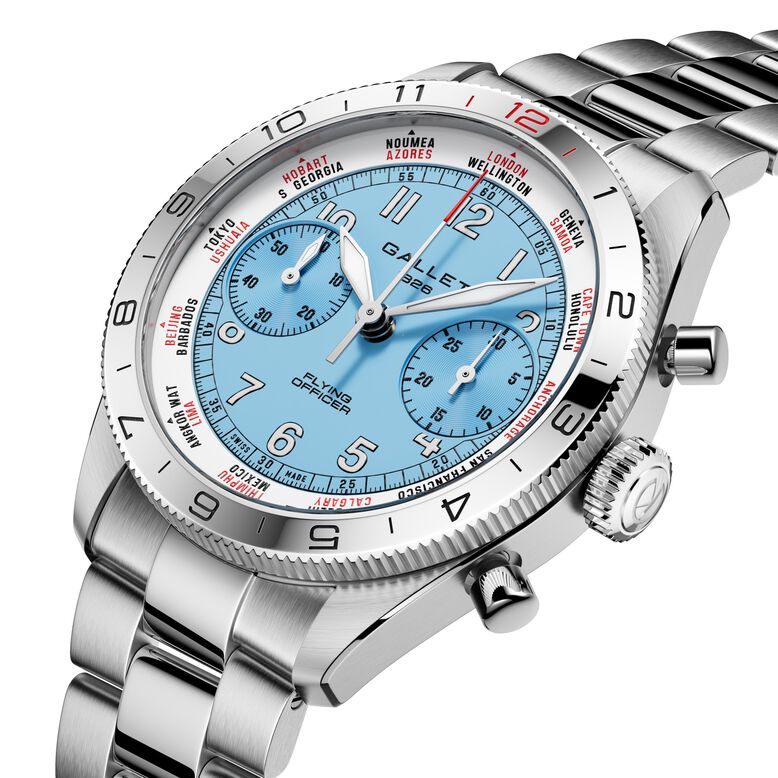 Flying Officer Chronograph Automatic 40mm Unisex Watch Sky Blue Dial, , hi-res
