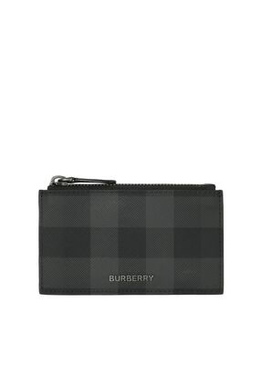 Charcoal Check Zip Card Case