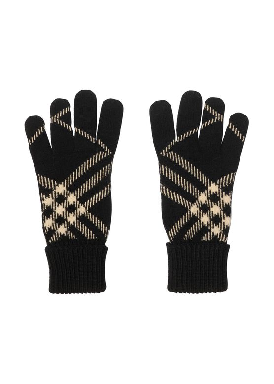 Check Cashmere Blend Gloves, , hi-res