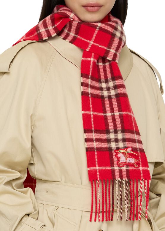 Narrow Check Cashmere Scarf, , hi-res