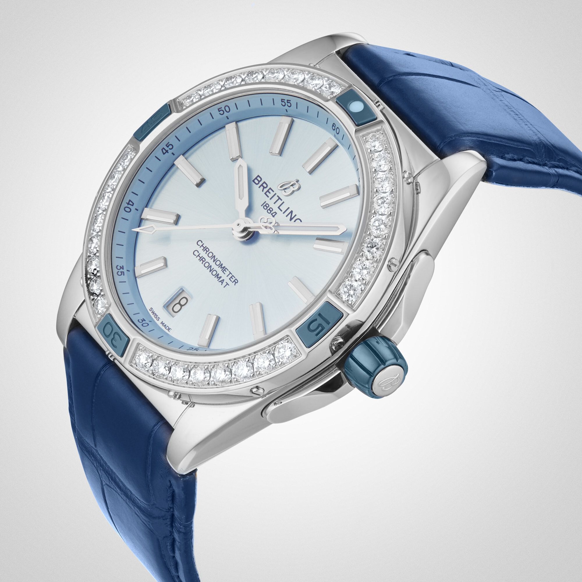 Breitling blue leather strap best sale