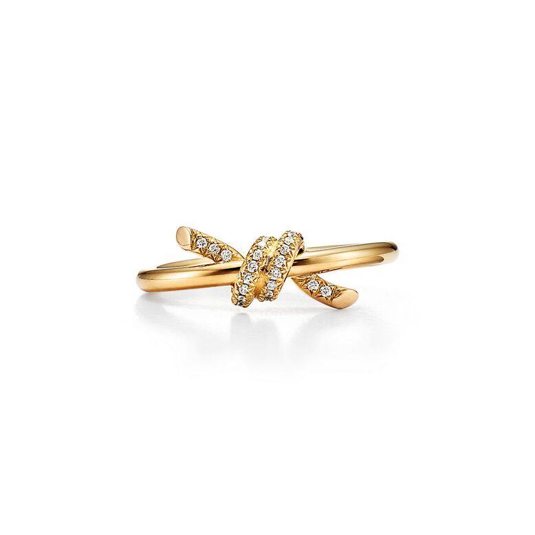 Tiffany Knot Ring in Yellow Gold with Diamonds - Size 4 1/2, , hi-res