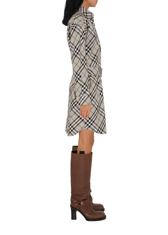 Check Cotton Shirt Dress, , hi-res