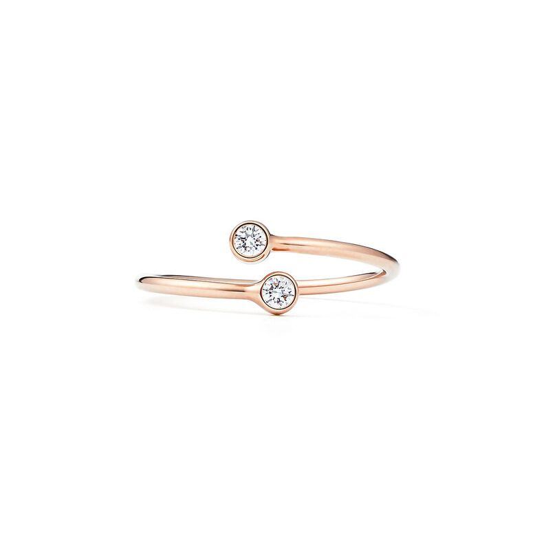 Elsa Peretti&reg; Diamond Hoop ring in 18k rose gold with diamonds. - Size 7, , hi-res