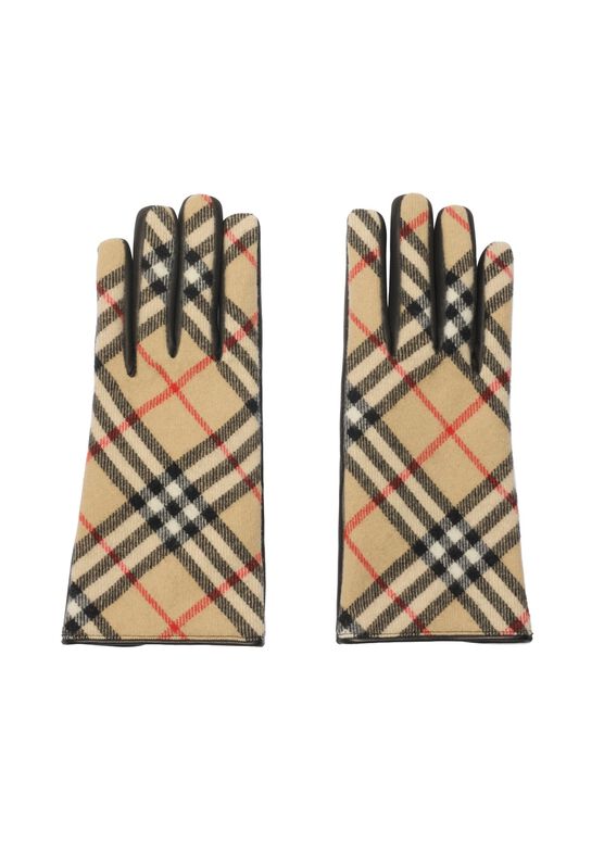 Check Wool Cashmere Gloves, , hi-res