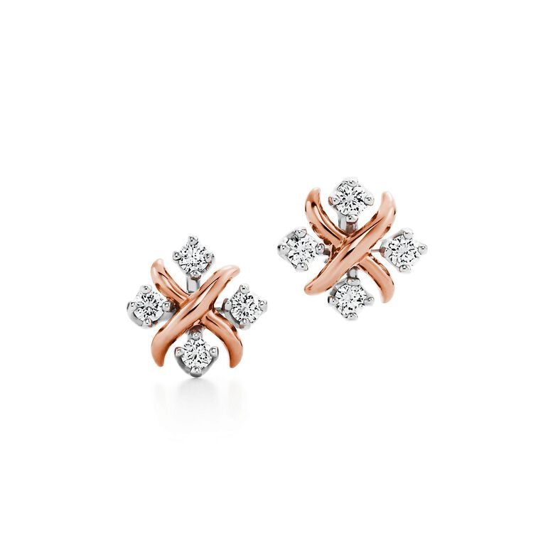 Tiffany &amp; Co. Schlumberger Lynn earrings in 18k rose gold with diamonds., , hi-res