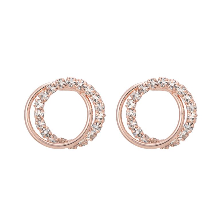 Duo Crystal Link Earring  - Rose Gold, , hi-res