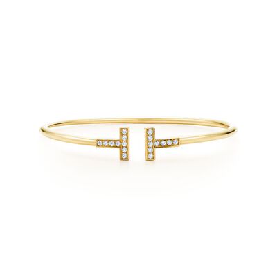 Tiffany T diamond wire bracelet in 18k gold, large