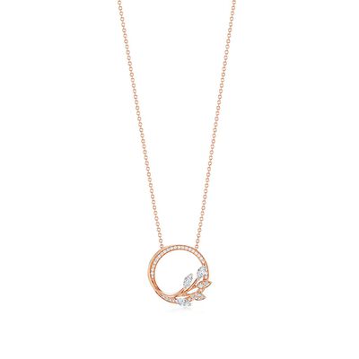 Tiffany Victoria® diamond vine circle pendant in 18k rose gold, small