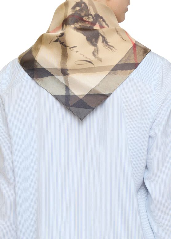 Watercolour Check Silk Scarf, , hi-res