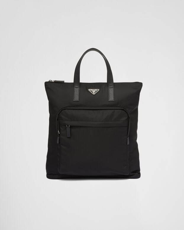 Re-Nylon and Saffiano leather tote bag, , hi-res