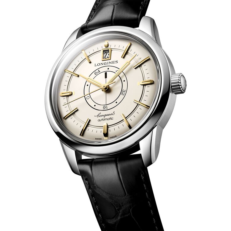 Conquest Heritage Central Power Reserve 38mm Mens Watch Cream, , hi-res