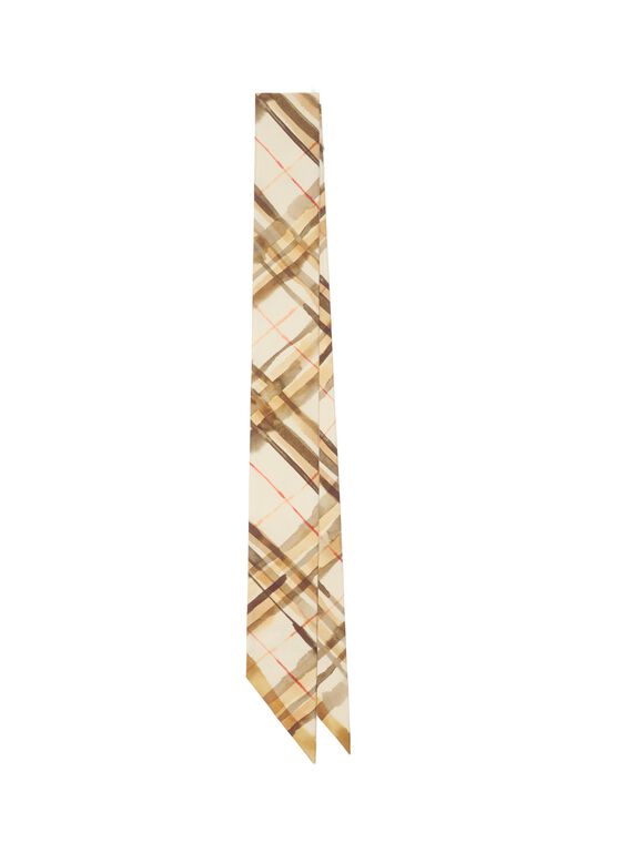 Skinny Reversible Check Silk Scarf, , hi-res