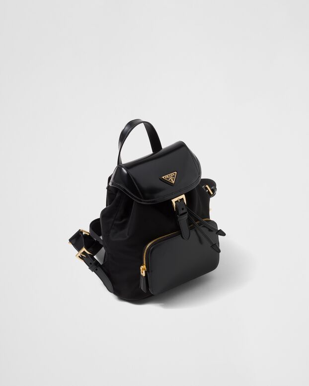 Medium Re-Nylon and brushed leather backpack, , hi-res