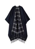 Reversible Check Wool Cashmere Cape, , hi-res
