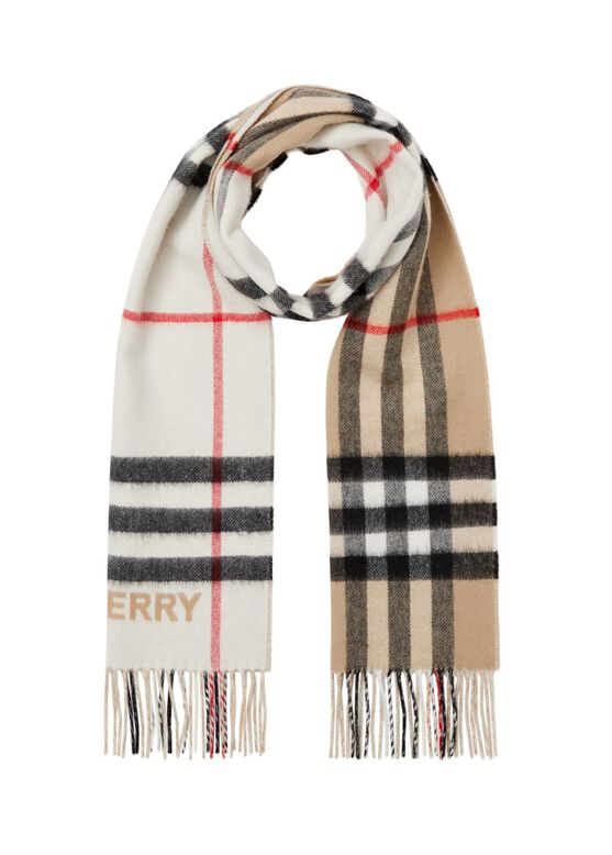 Contrast Check Cashmere Scarf, , hi-res