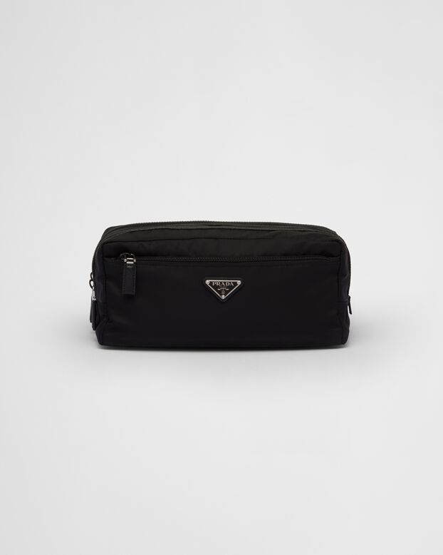 Re-Nylon and Saffiano leather travel pouch, , hi-res