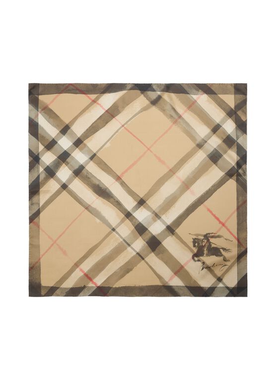 Watercolour Check Silk Scarf, , hi-res