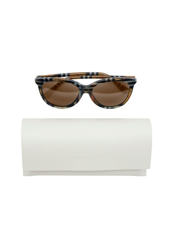 Tubular Check Round Sunglasses, , hi-res