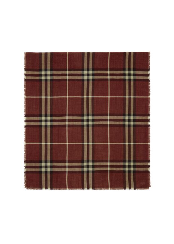 Wide Reversible Check Wool Silk Scarf, , hi-res