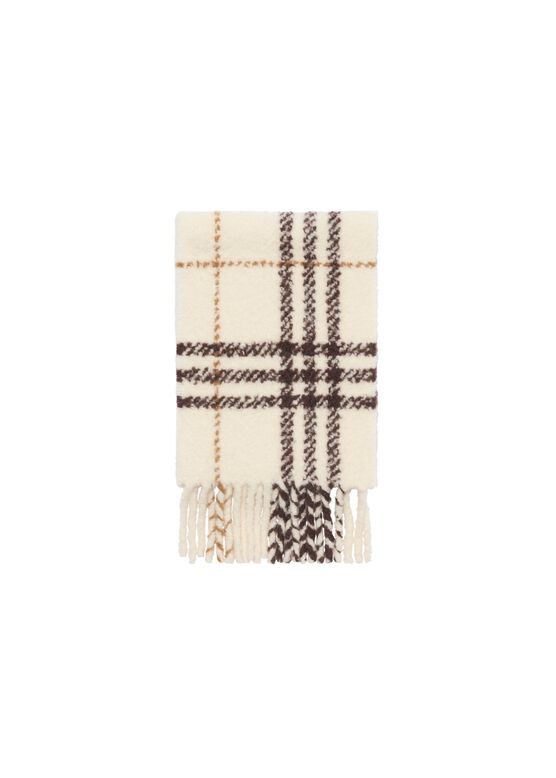 Check Alpaca Wool Blend Boucl&eacute; Scarf, , hi-res