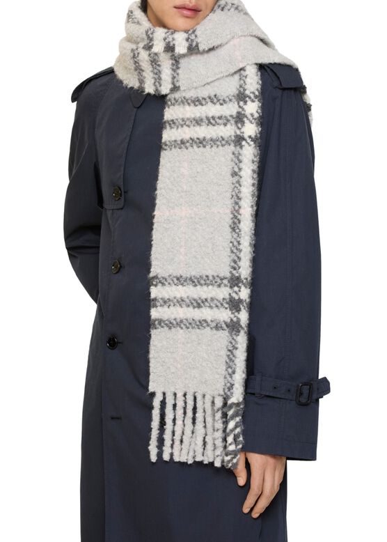 Check Alpaca Wool Blend Boucl&eacute; Scarf, , hi-res