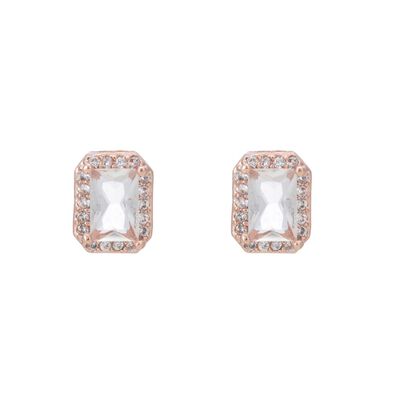Classic Crystal Rectangle Earring  - Rose Gold
