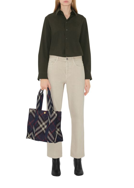 Small Check Knitted Tote, , hi-res