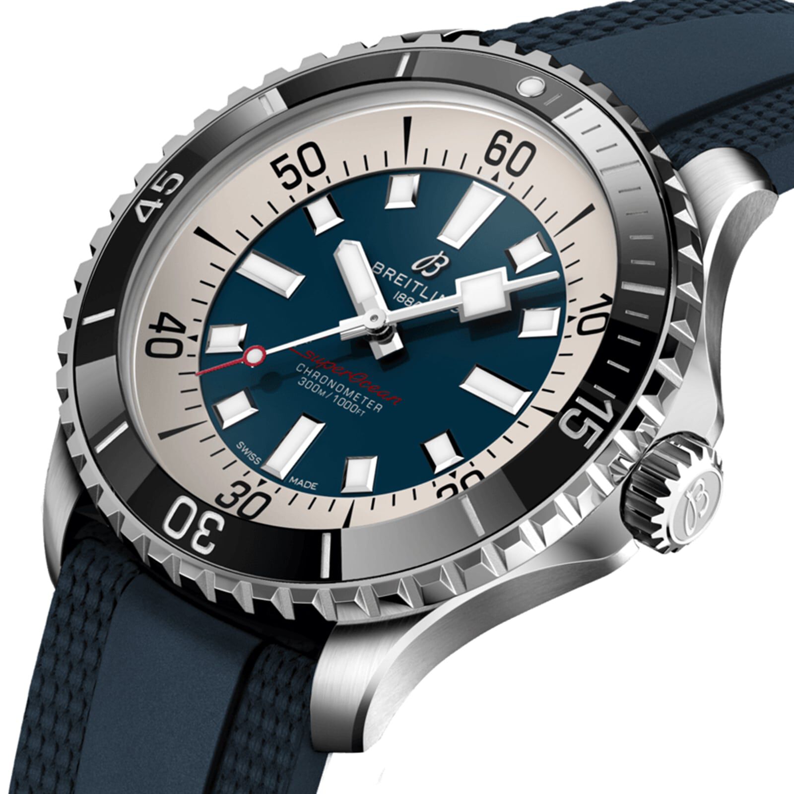 Breitling superocean best sale blue rubber strap