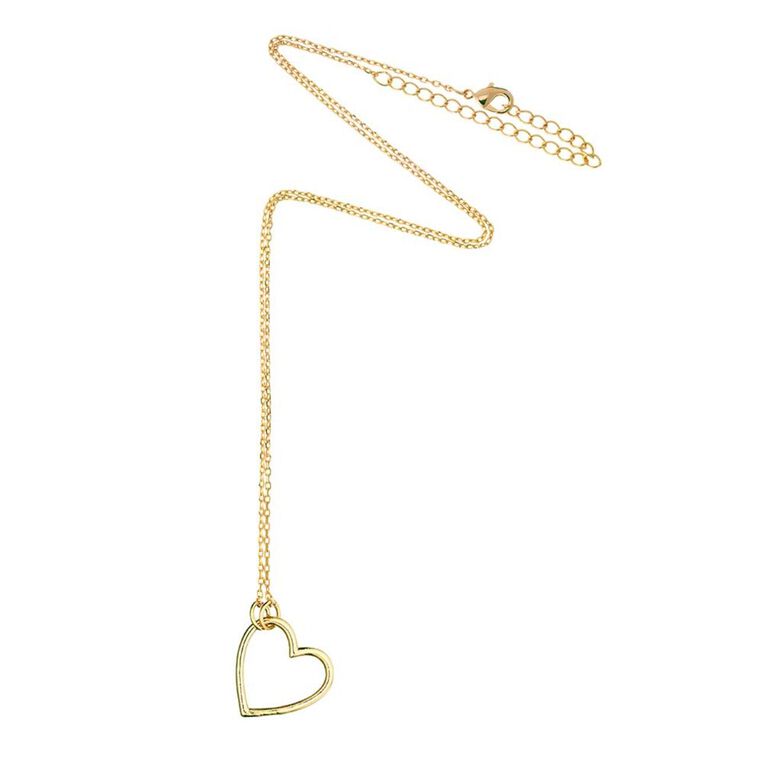 Open Heart Gold Plated Necklace, , hi-res