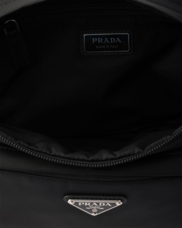 Re-Nylon and leather shoulder bag, , hi-res