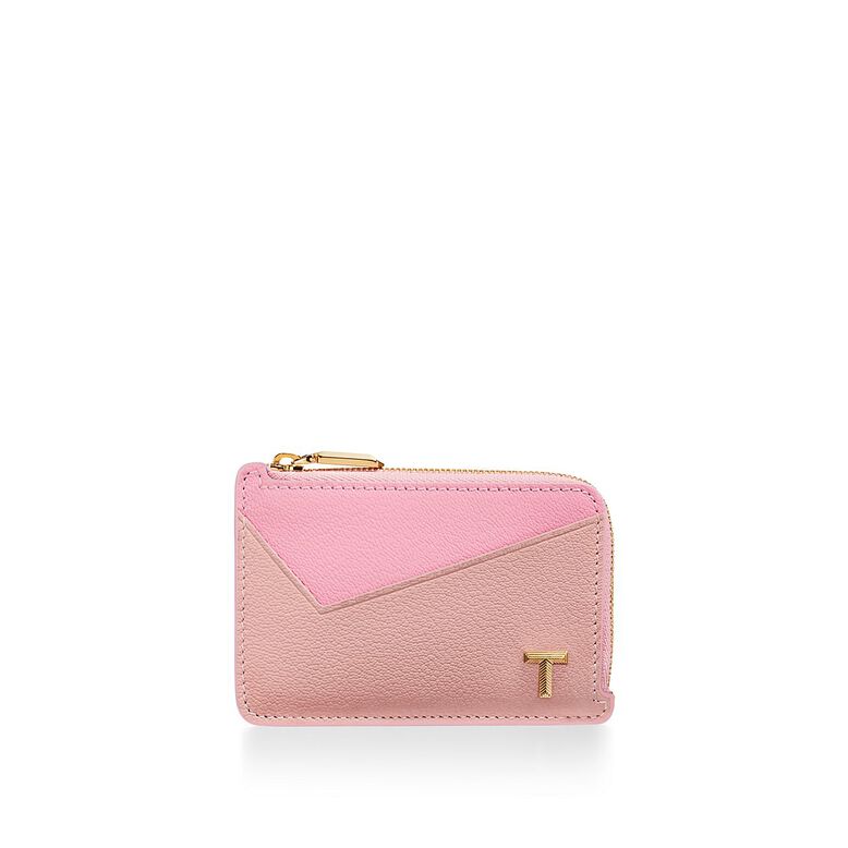 Tiffany T Zip Card Case in Pink colourblock Leather, , hi-res