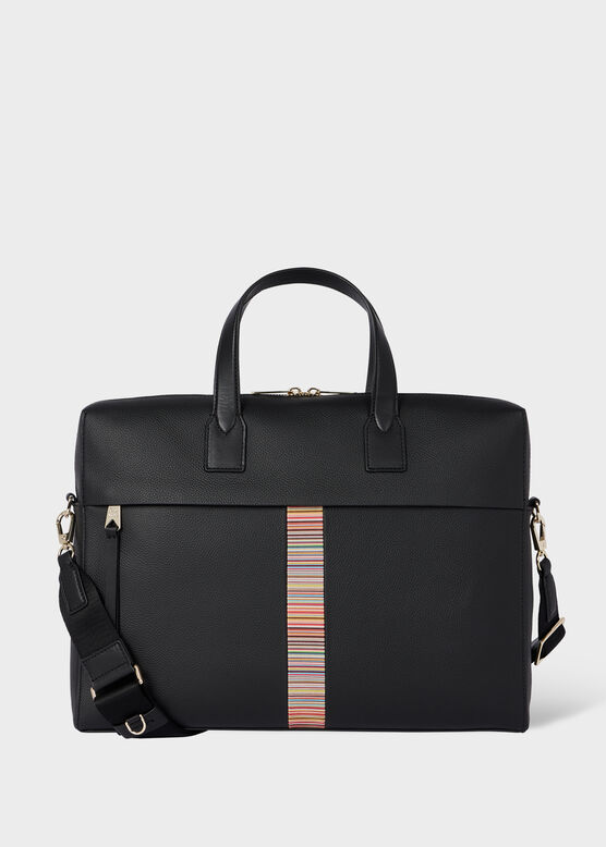 BLACK SIGNATURE STRIPE WEBBING FOLIO, , hi-res