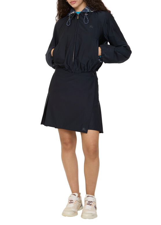 Pleated Stretch Nylon Mini Skirt, , hi-res