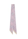 Skinny Contrast Check Silk Scarf, , hi-res