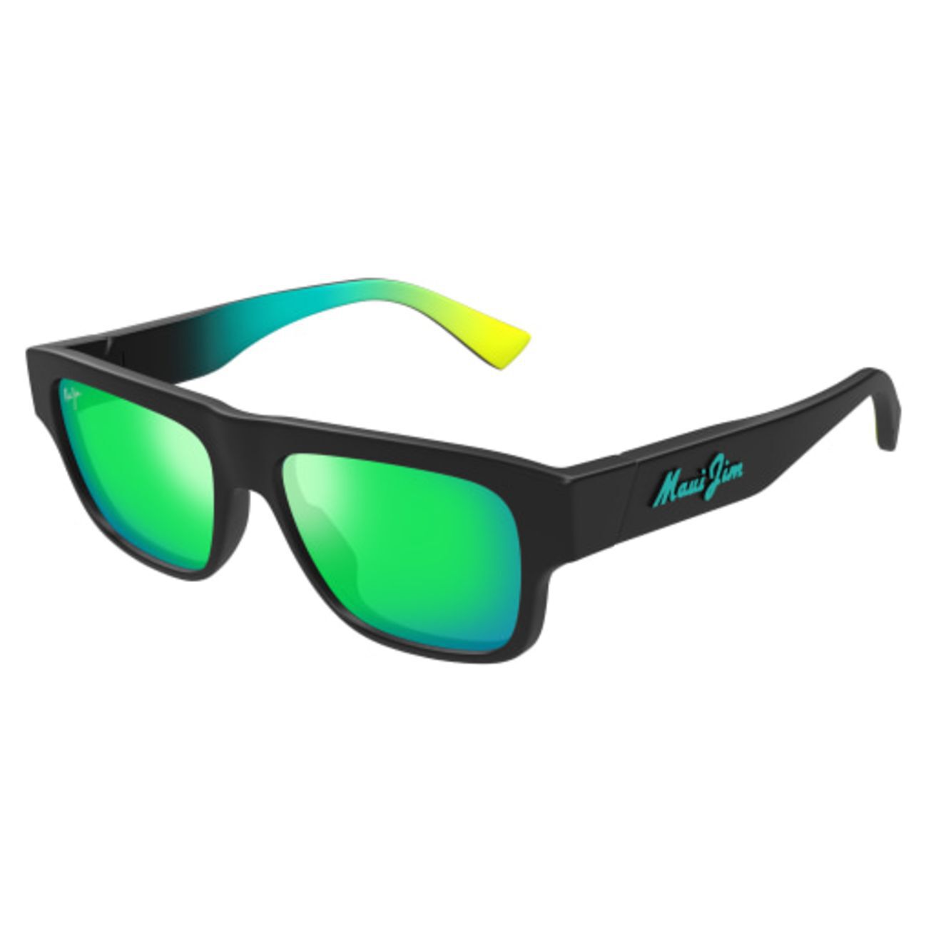 Maui Jim Sunglasses 638 Black Green Mirrored Unisex Heathrow Reserve Collect