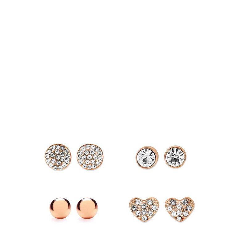 4 Piece Earring Set In Rose Gold, , hi-res